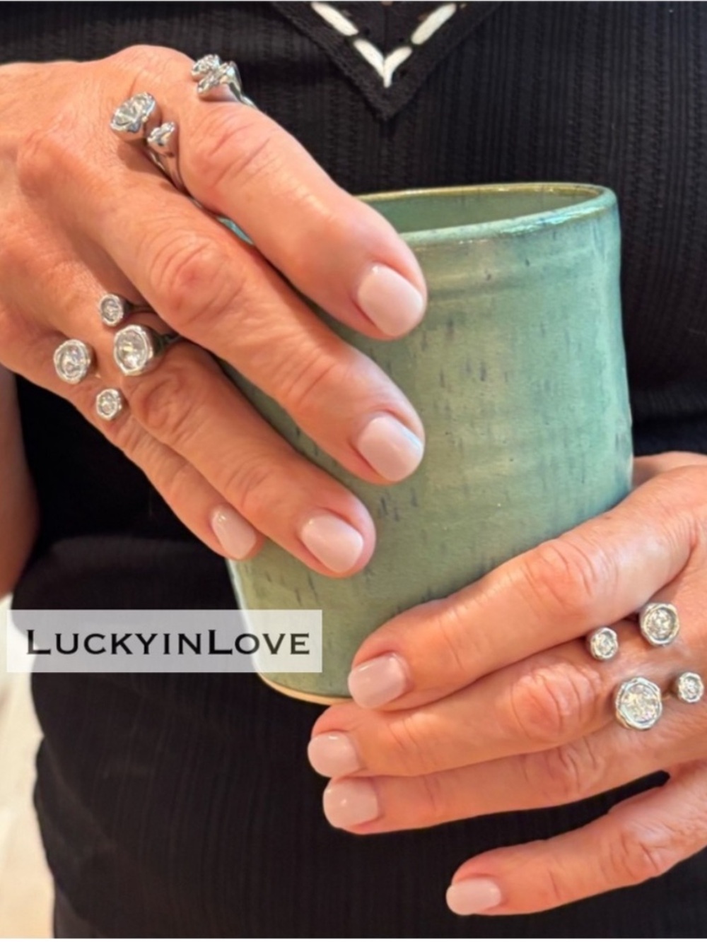 ALEXIS BITTAR • Asterales Siver Open Ring Adjustable 6.5-8